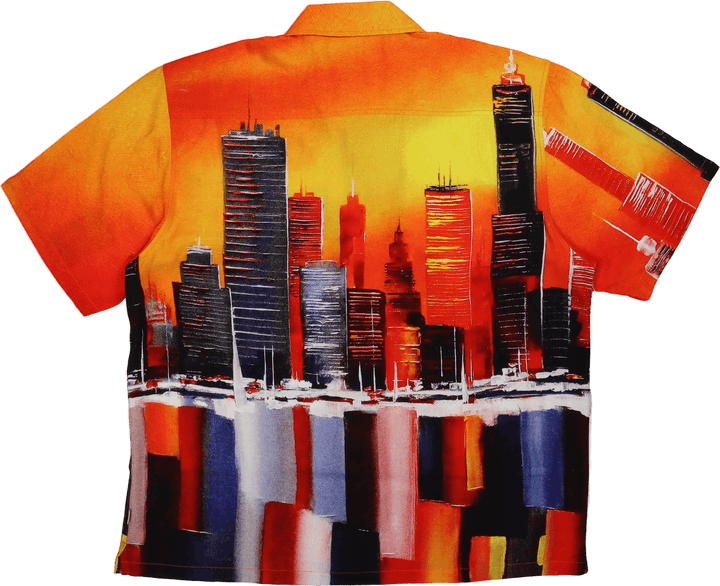 Beton-Dschungel S/s gewebtes Top Orange