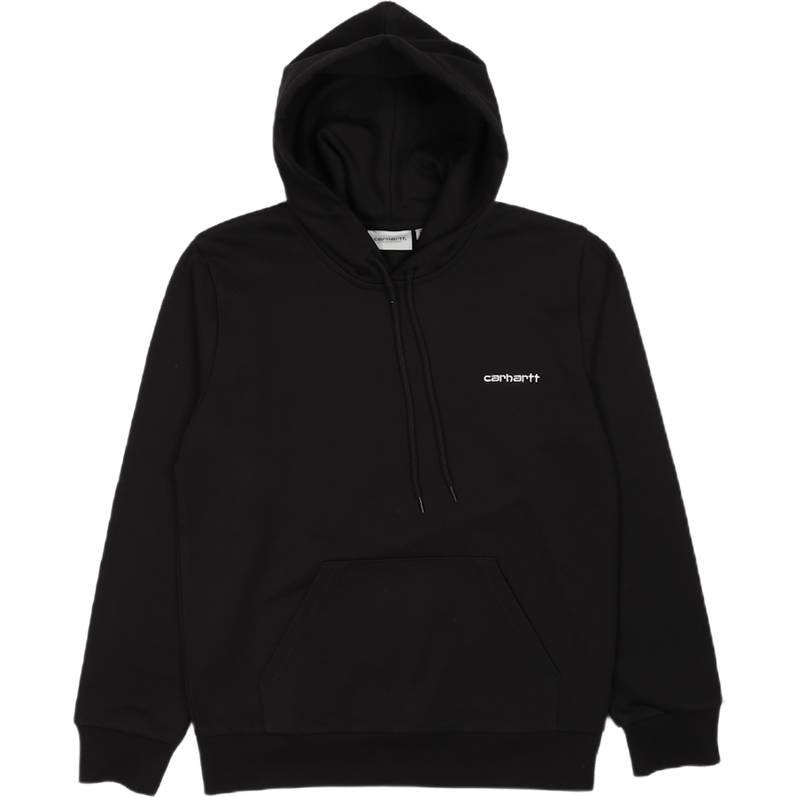 Hooded Script Embroidery Sweat Black / White