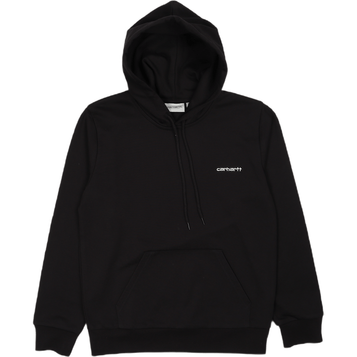Hooded Script Embroidery Sweat Black / White