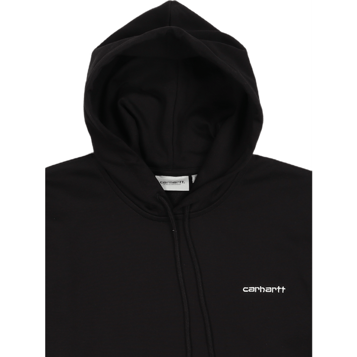 Hooded Script Embroidery Sweat Black / White