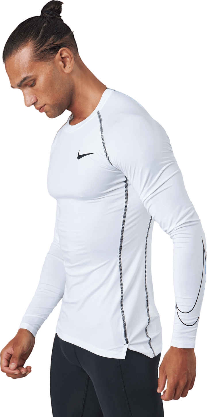 Pánský top s dlouhým rukávem Pro Dri-FIT Tight Fit WHITE/BLACK/BLACK