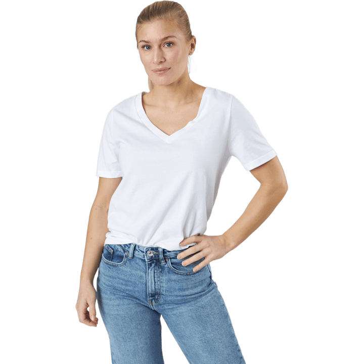 Pcria Ss V-neck Solid Tee  Bc Bright White
