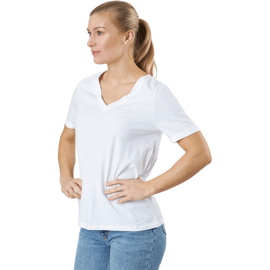 Pcria Ss V-neck Solid Tee  Bc Bright White