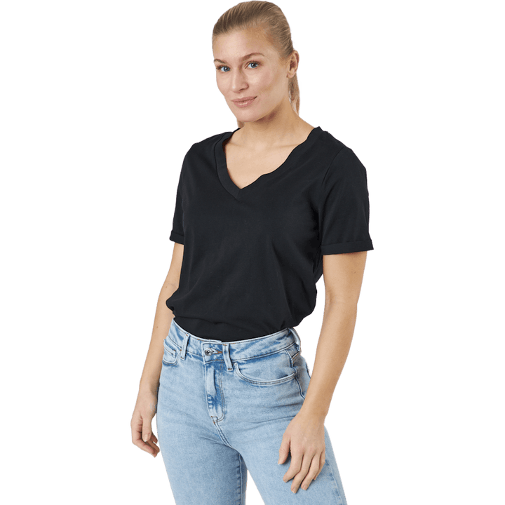 Pcria Ss V-neck Solid Tee  Bc Black