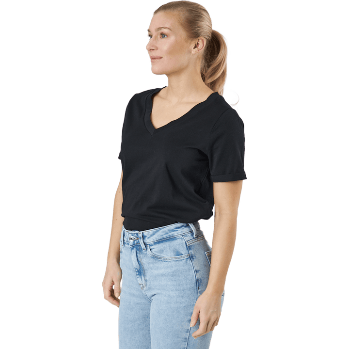 Pcria Ss V-neck Solid Tee  Bc Black