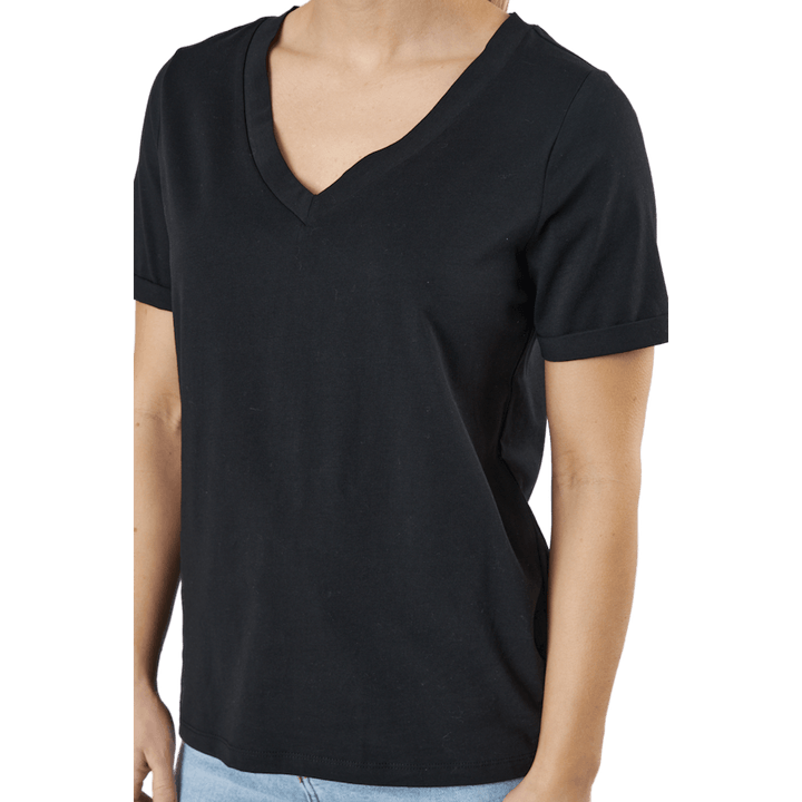 Pcria Ss V-neck Solid Tee  Bc Black