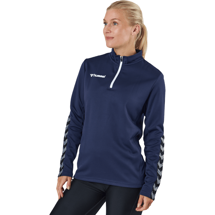Hmlauthentieke Sweatshi met halve rits Marine