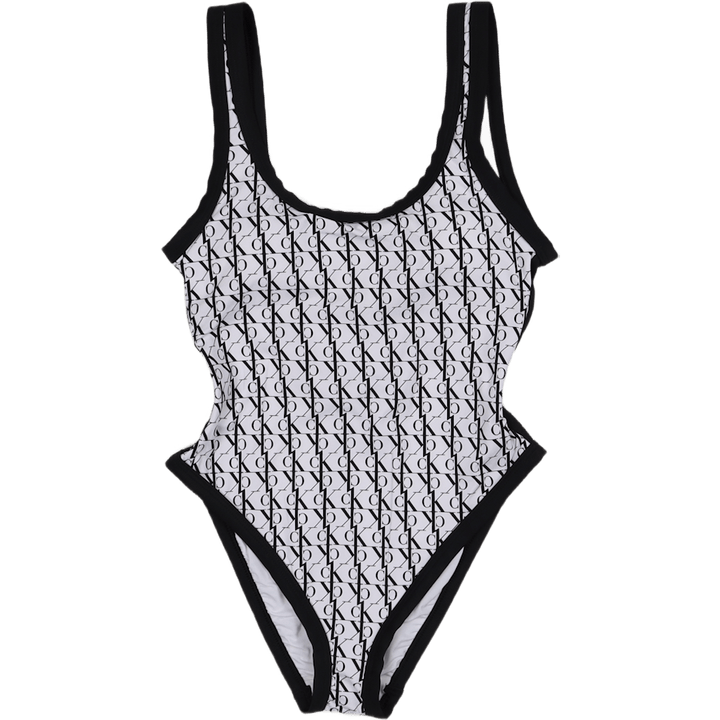 Maillot une pièce dos nu monogramme blanc