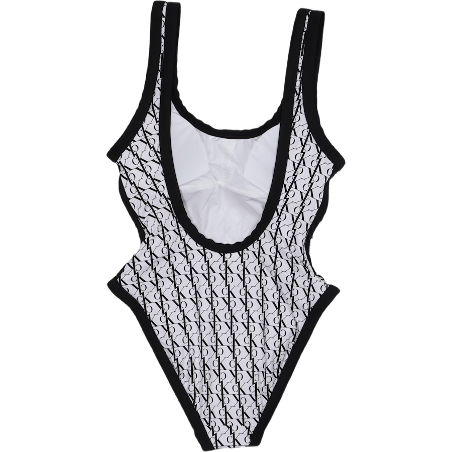 Maillot une pièce dos nu monogramme blanc