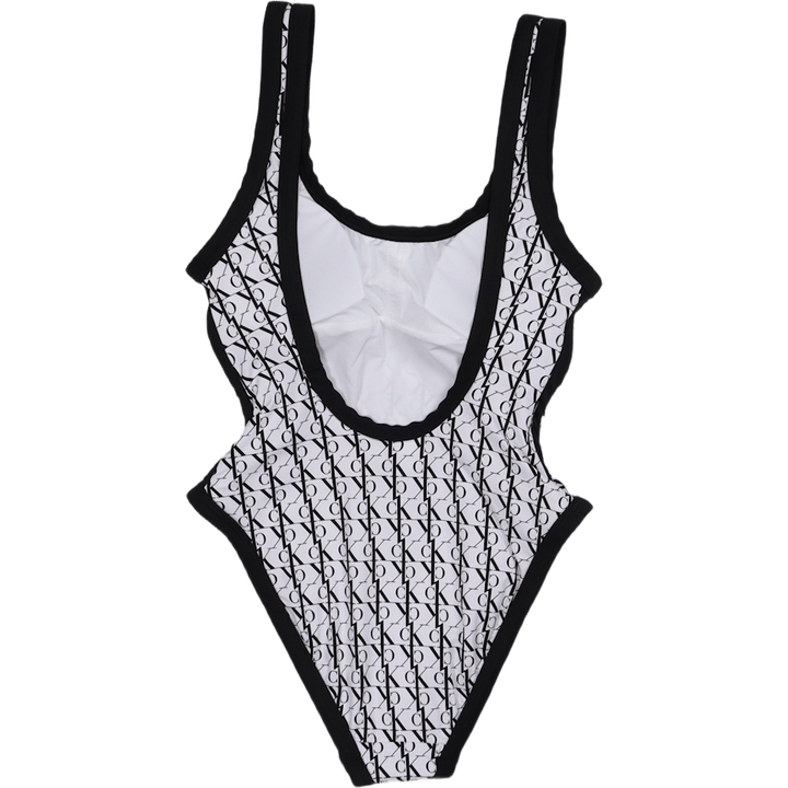Maillot une pièce dos nu monogramme blanc