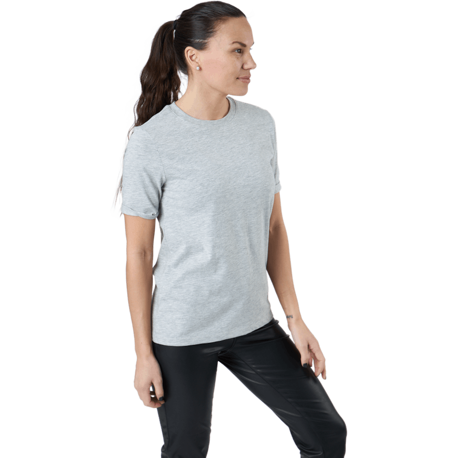 Ria Ss Fold Up Solid Tee Grey