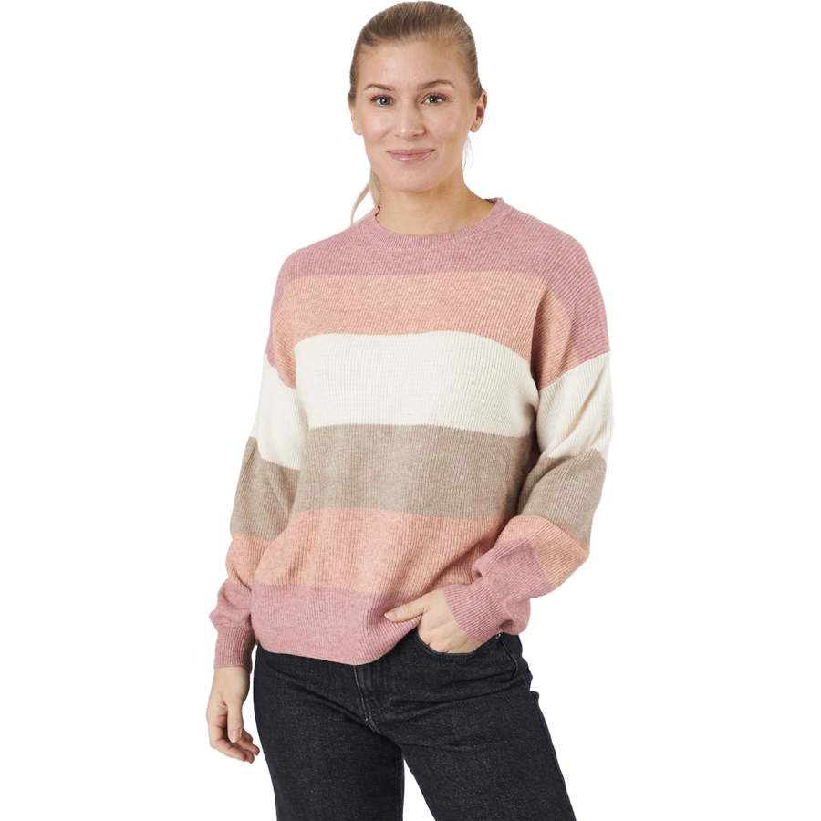 Onlatia L/s Stripe Pullover Kn Dusty Rose