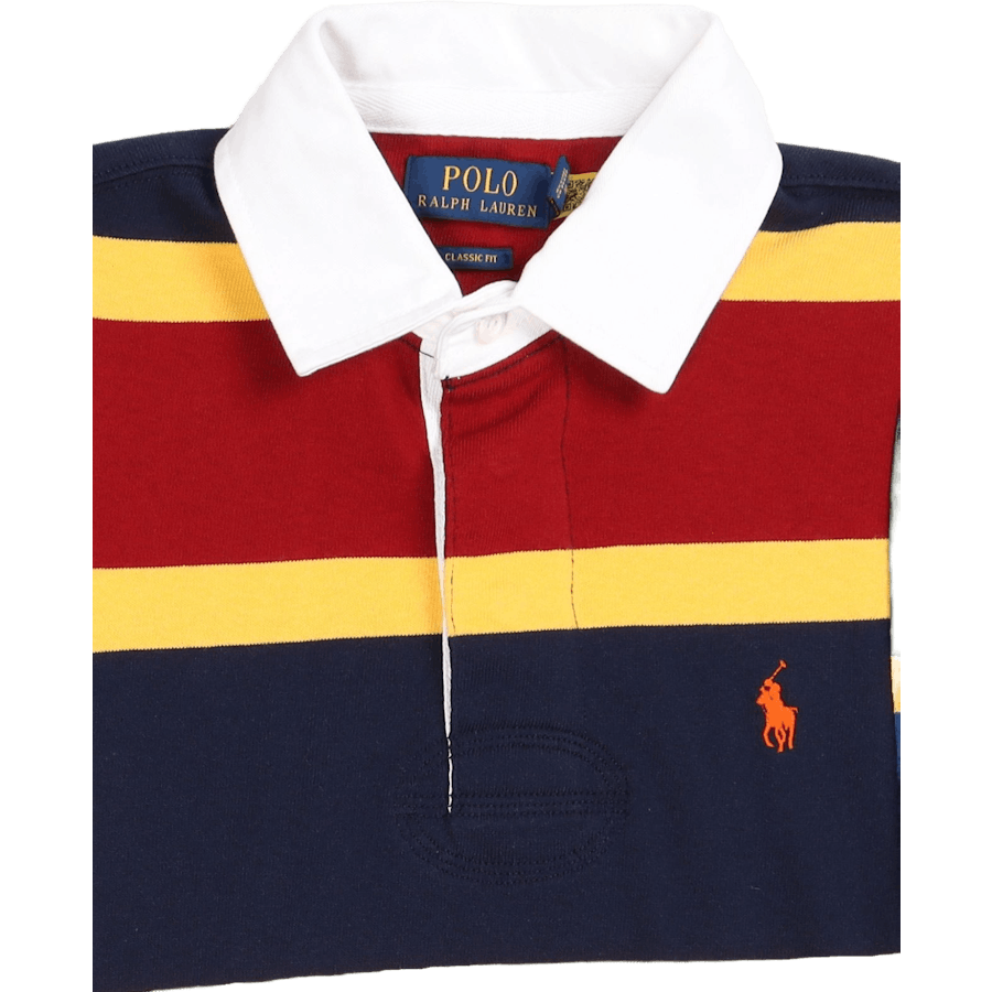 Rugbyové tričko Classic Fit Striped Jersey Holiday Red Multi