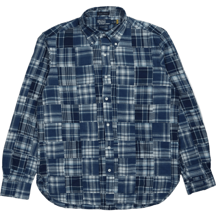 Camicia Madras Indigo Patchwork 5633 Blu Madras Patchwork dal taglio personalizzato