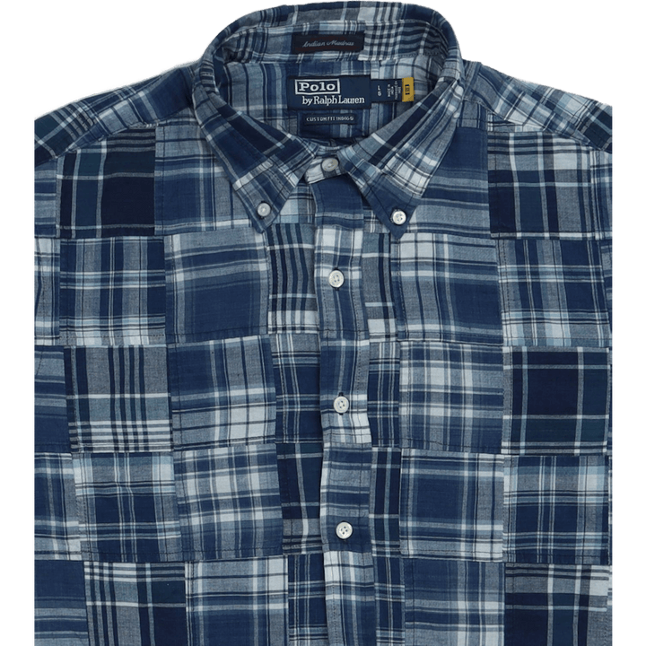 Camicia Madras Indigo Patchwork 5633 Blu Madras Patchwork dal taglio personalizzato