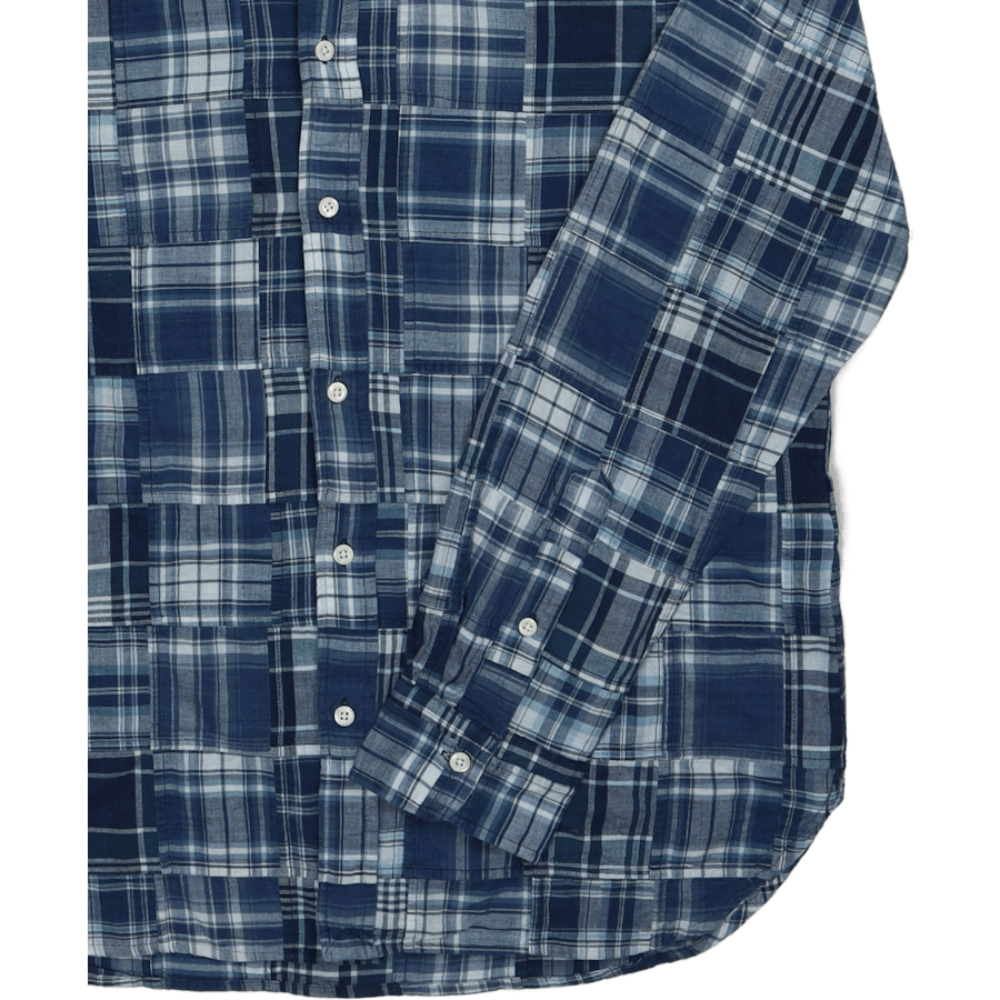 Camicia Madras Indigo Patchwork 5633 Blu Madras Patchwork dal taglio personalizzato
