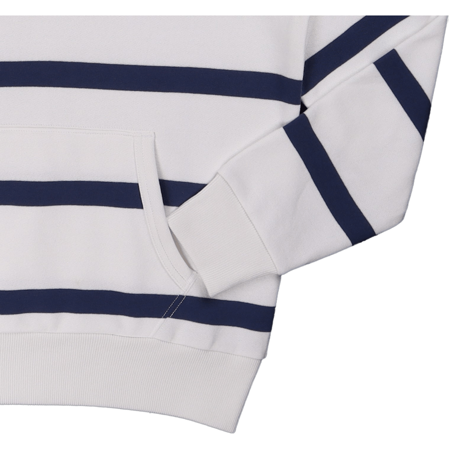RL Fleecové pruhované rugby White/Light Navy