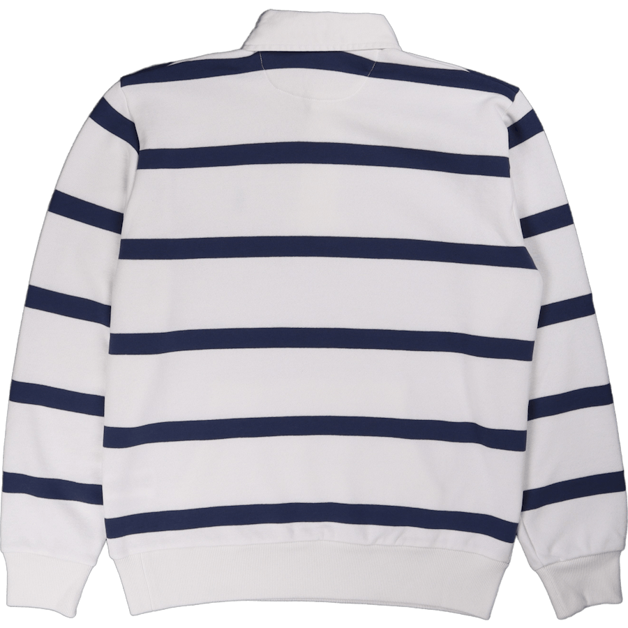 RL Fleecové pruhované rugby White/Light Navy