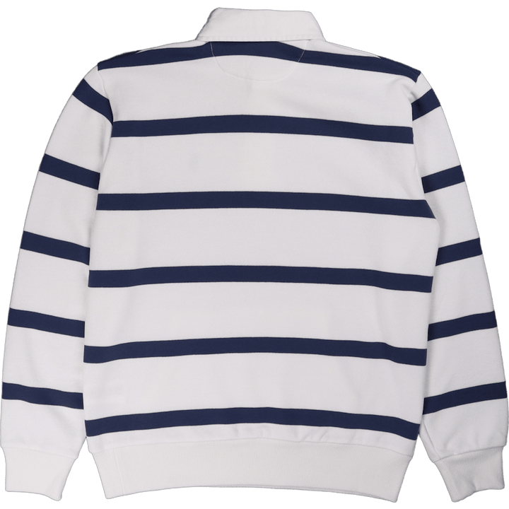 RL Fleecové pruhované rugby White/Light Navy