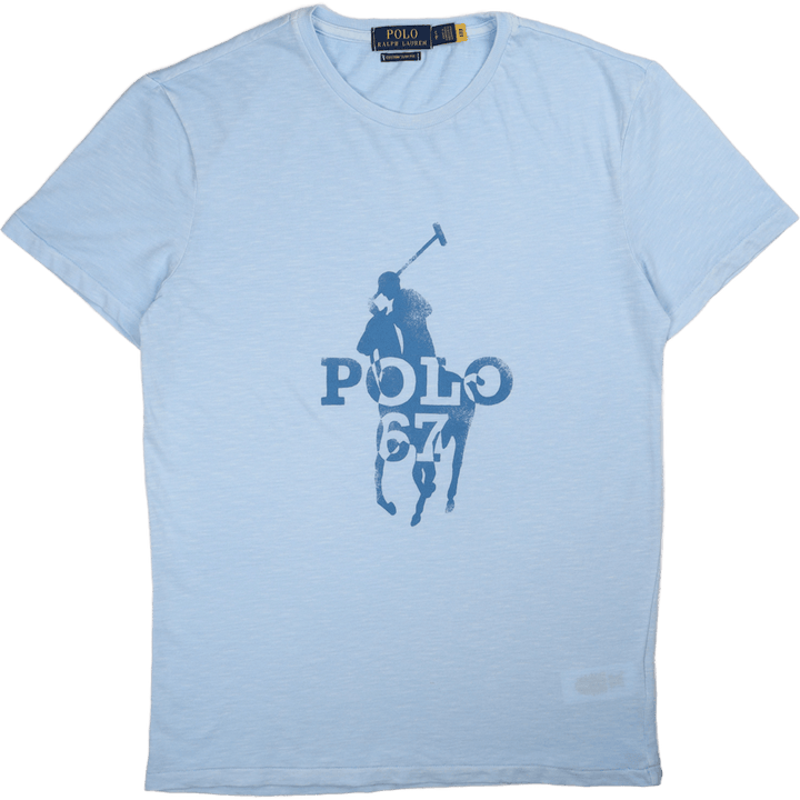Benutzerdefinierte Slim Fit Big Pony Logo T-Shirt Elite Blau
