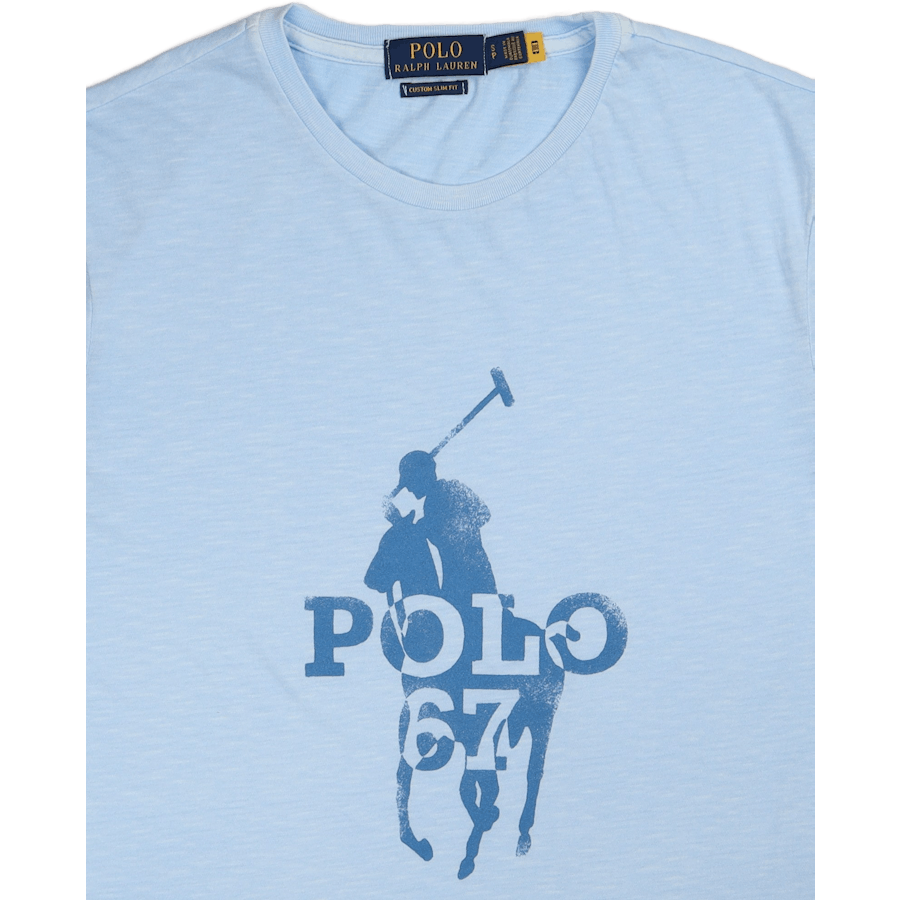 Benutzerdefinierte Slim Fit Big Pony Logo T-Shirt Elite Blau