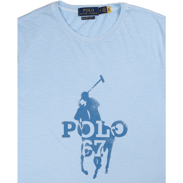 Benutzerdefinierte Slim Fit Big Pony Logo T-Shirt Elite Blau