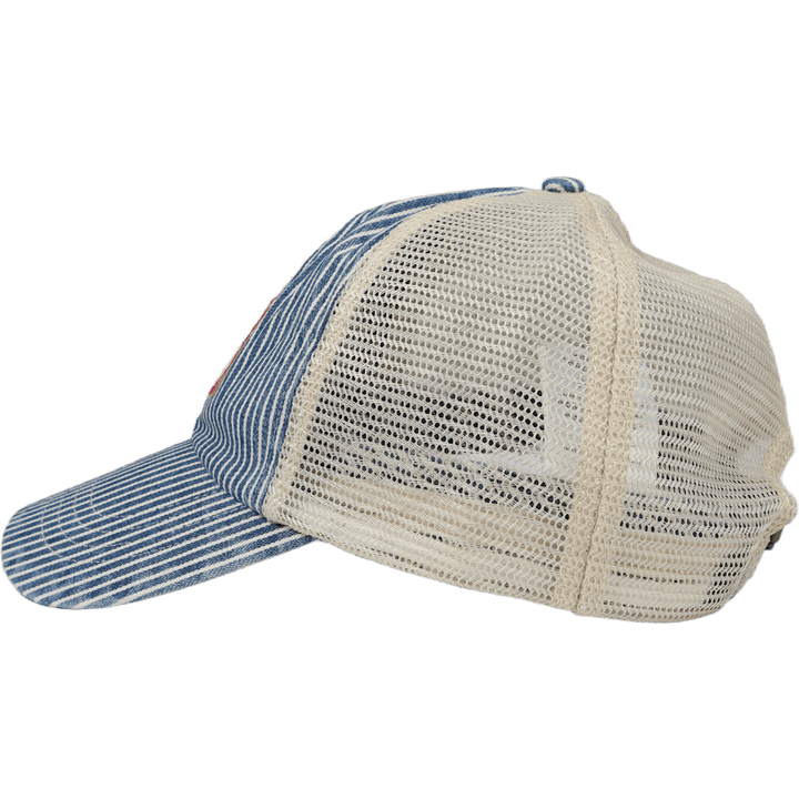 Logo-Patch Striped Denim Trucker Cap Watermill