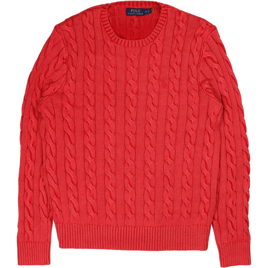 Garment-Dyed Cable-Knit Cotton Sweater Red Gmd
