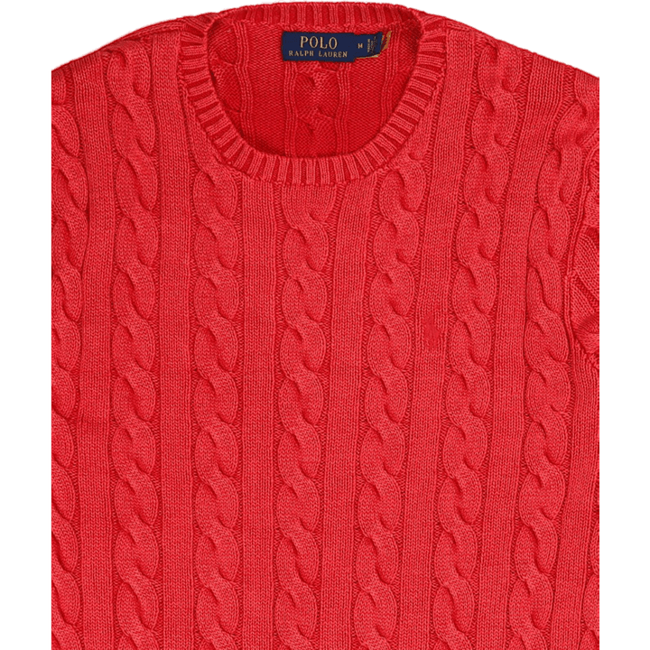 Garment-Dyed Cable-Knit Cotton Sweater Red Gmd