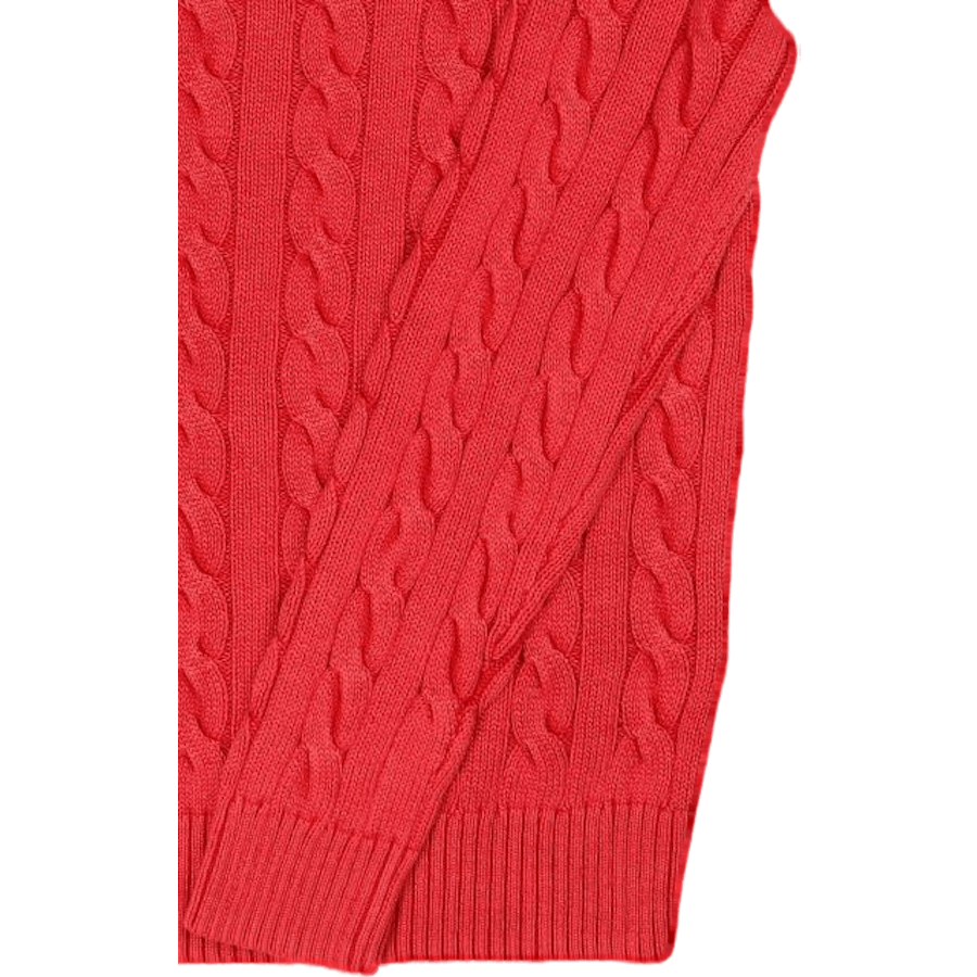 Garment-Dyed Cable-Knit Cotton Sweater Red Gmd