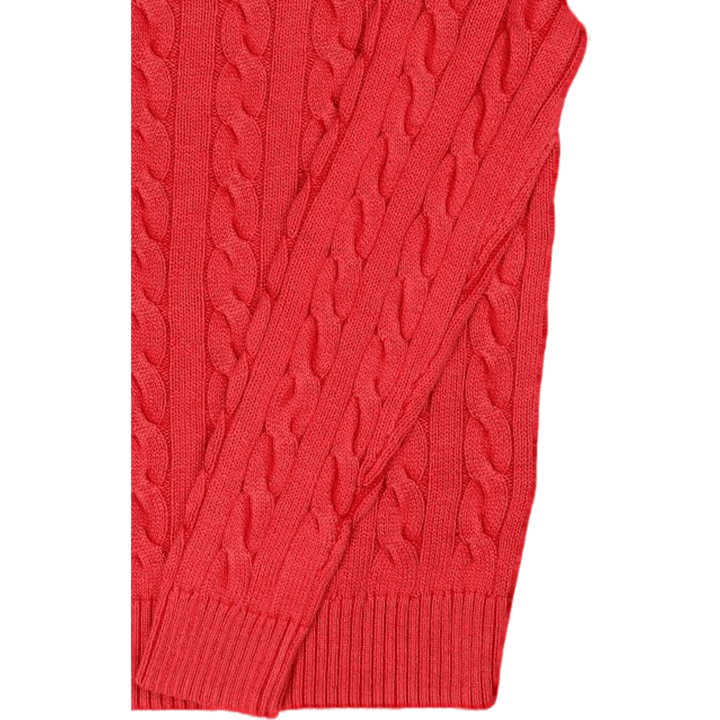 Garment-Dyed Cable-Knit Cotton Sweater Red Gmd