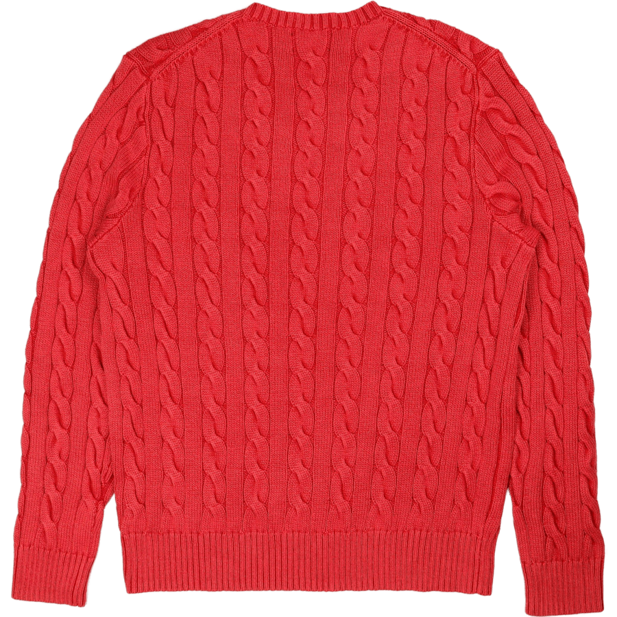 Garment-Dyed Cable-Knit Cotton Sweater Red Gmd