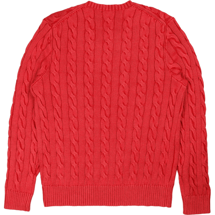 Garment-Dyed Cable-Knit Cotton Sweater Red Gmd