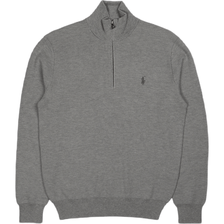 Mesh-Knit Cotton Quarter-Zip Sweater Andover Heather