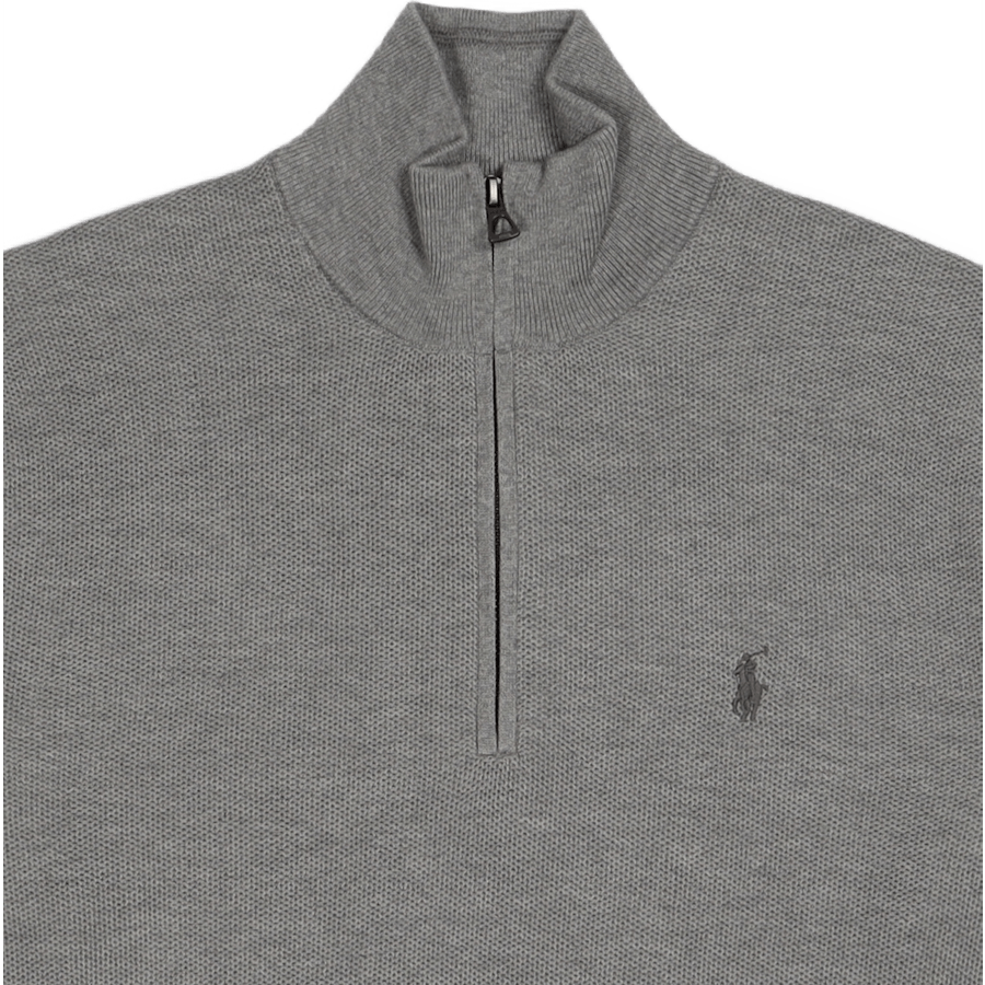 Mesh-Knit Cotton Quarter-Zip Sweater Andover Heather