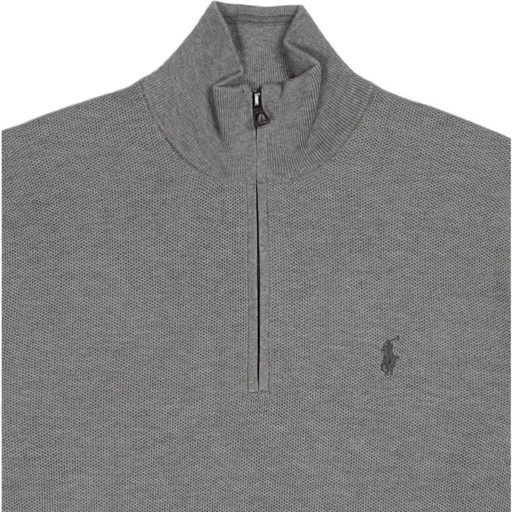Mesh-Knit Cotton Quarter-Zip Sweater Andover Heather