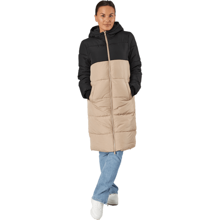 Giacca lunga Bee Blocked Puffer Argento Visone