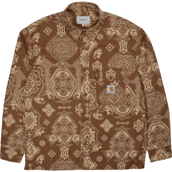 L/s Verse Shirt Verse Print, Hamilton Brown