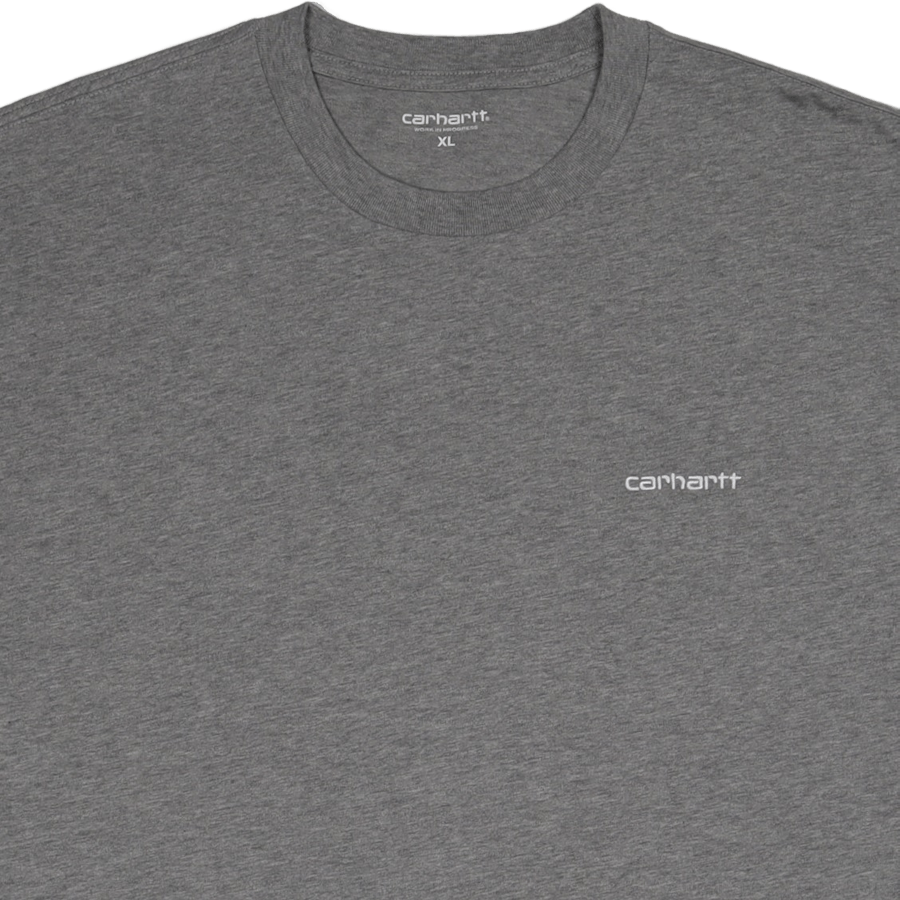 S/s Script Embroidery T-shirt Grey Heather / White
