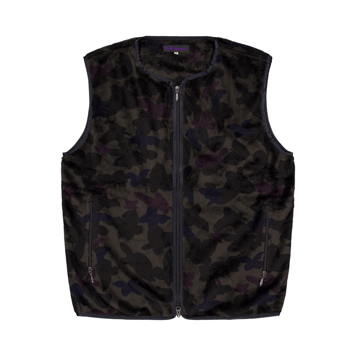 W.u. Piping Vest - Micro Fur / Charcoal