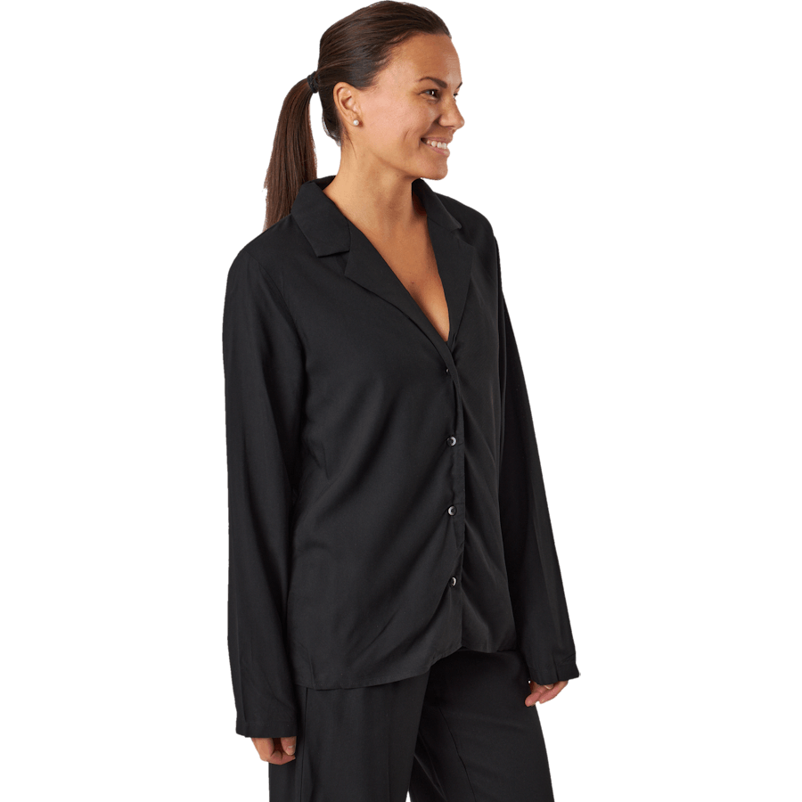 Pull col V boutonné à manches longues noir