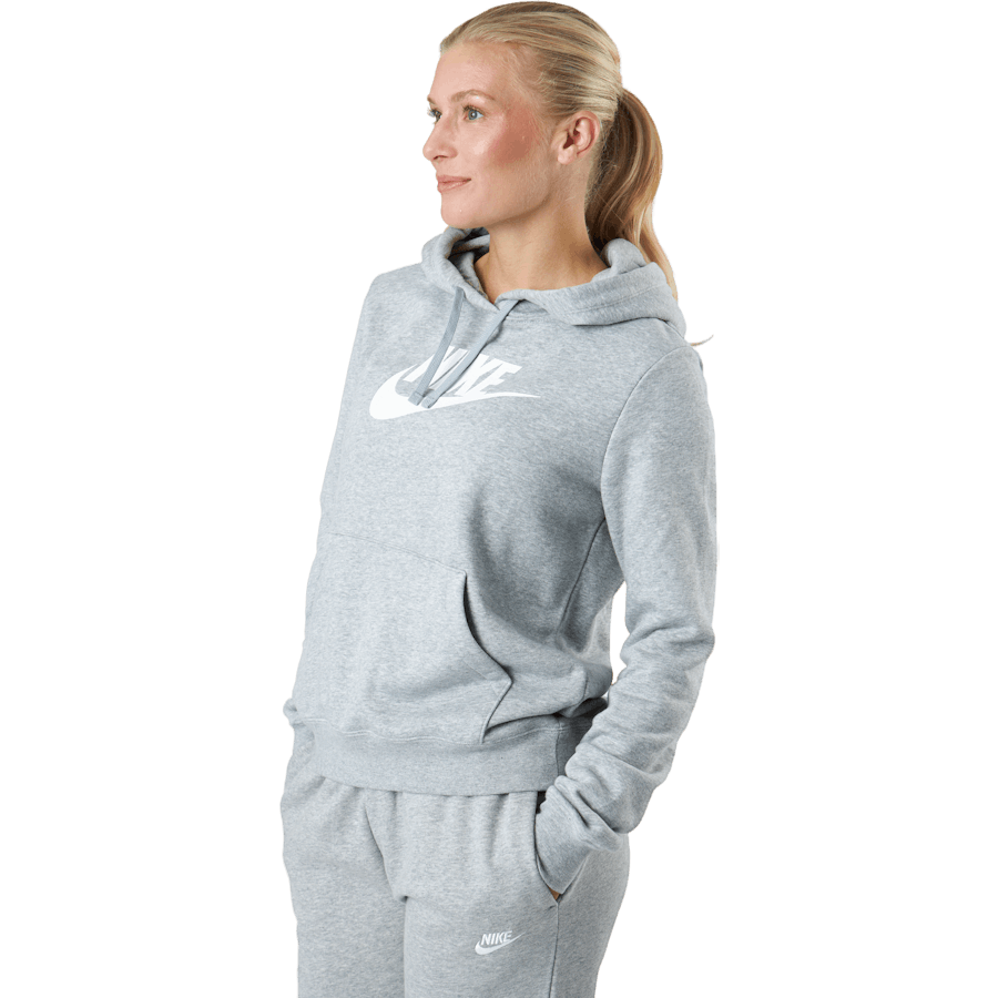 Sportswear Club Fleece Women's Logo Pullover Hoodie DK GREY HEATHER/WHITE