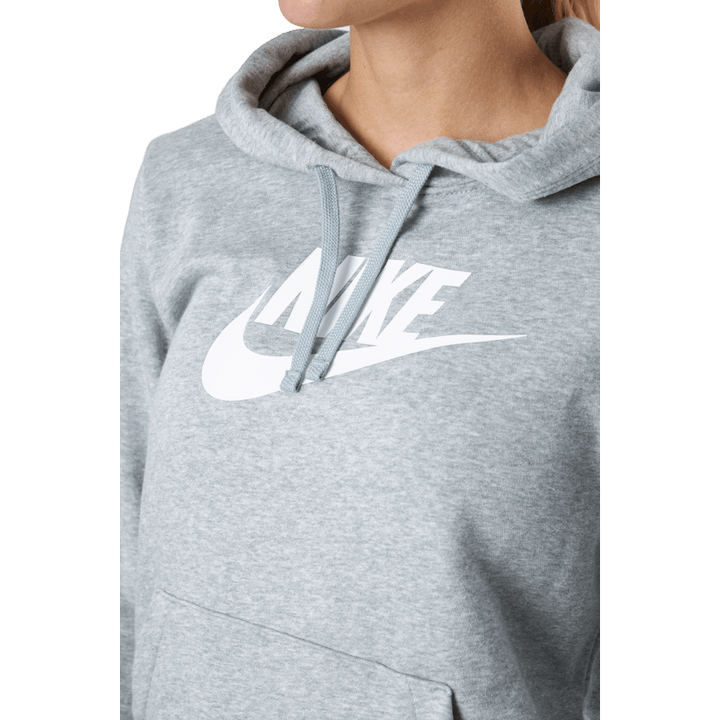 Sportswear Club Fleece Women's Logo Pullover Hoodie DK GREY HEATHER/WHITE
