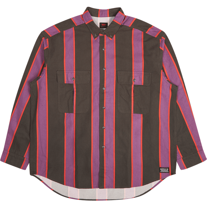 Skate L/s Woven Stripe Black