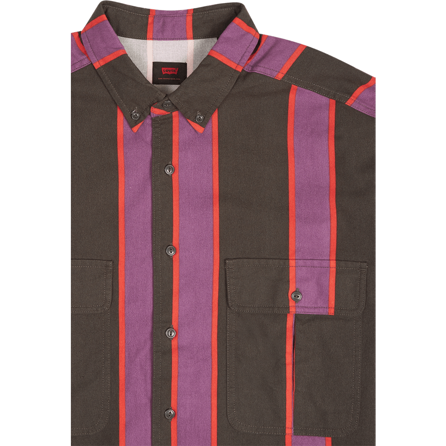 Skate L/s Woven Stripe Black