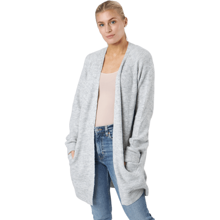 Ellen Ls Lange Strickjacke Gr Hellgrau Melange