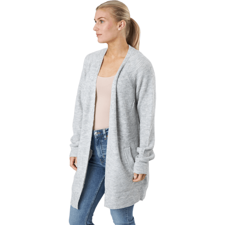 Ellen Ls Lange Strickjacke Gr Hellgrau Melange