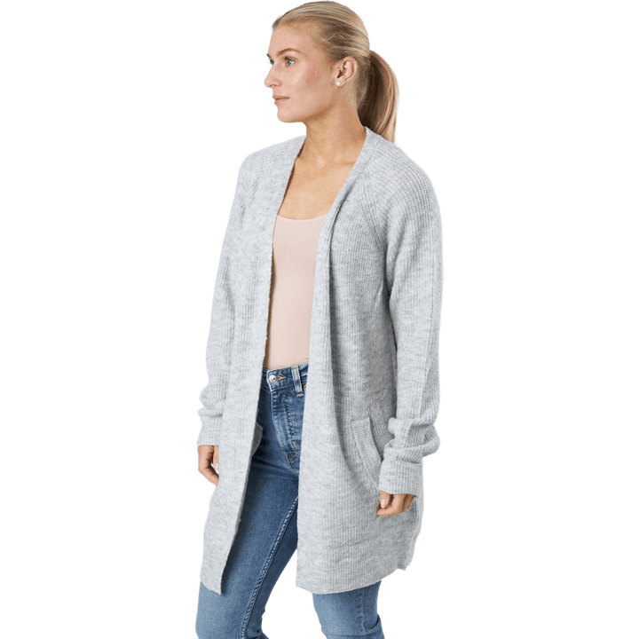 Ellen Ls Lange Strickjacke Gr Hellgrau Melange