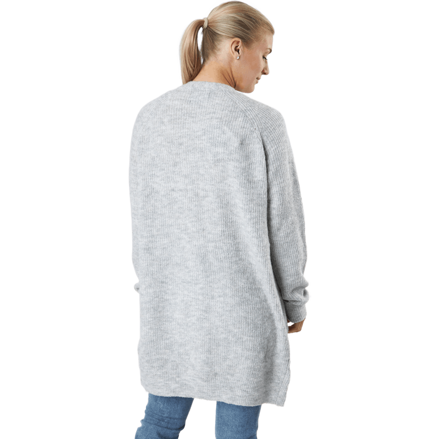 Ellen Ls Lange Strickjacke Gr Hellgrau Melange