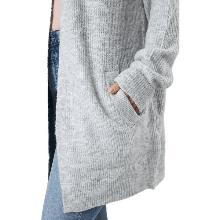 Ellen Ls Lange Strickjacke Gr Hellgrau Melange